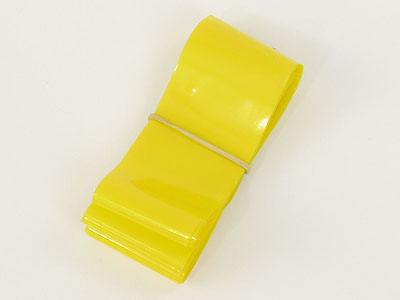 Yellow plastic tail, 35 mm x 8 m long, 38 micron.  
