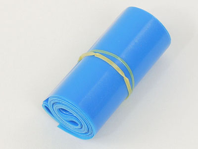 Blue plastic tail, 35 mm x 2 m long, 60 micron.  